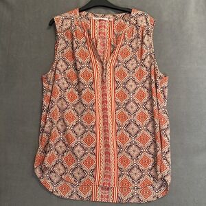 Violet + Claire Sleeveless Top Plus Size 2X Purple Geometric Print Office Career